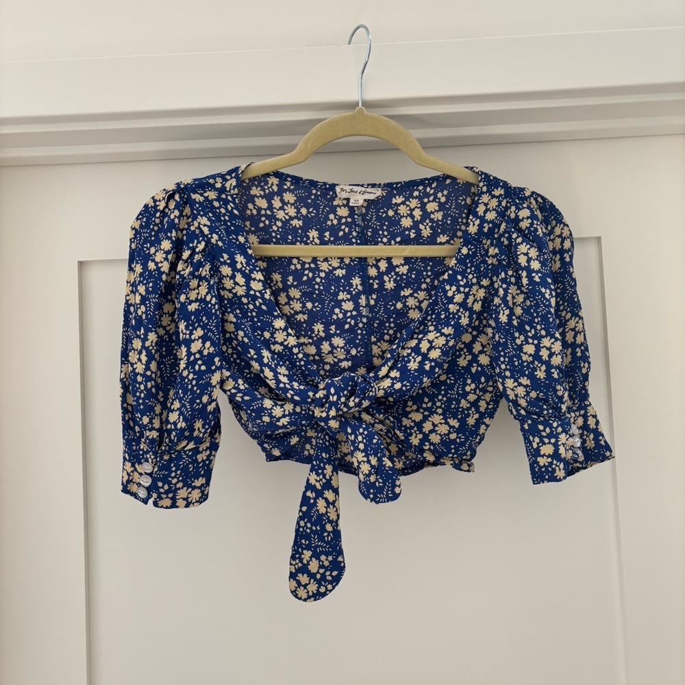 For Love And Lemons Navy Floral Blouse